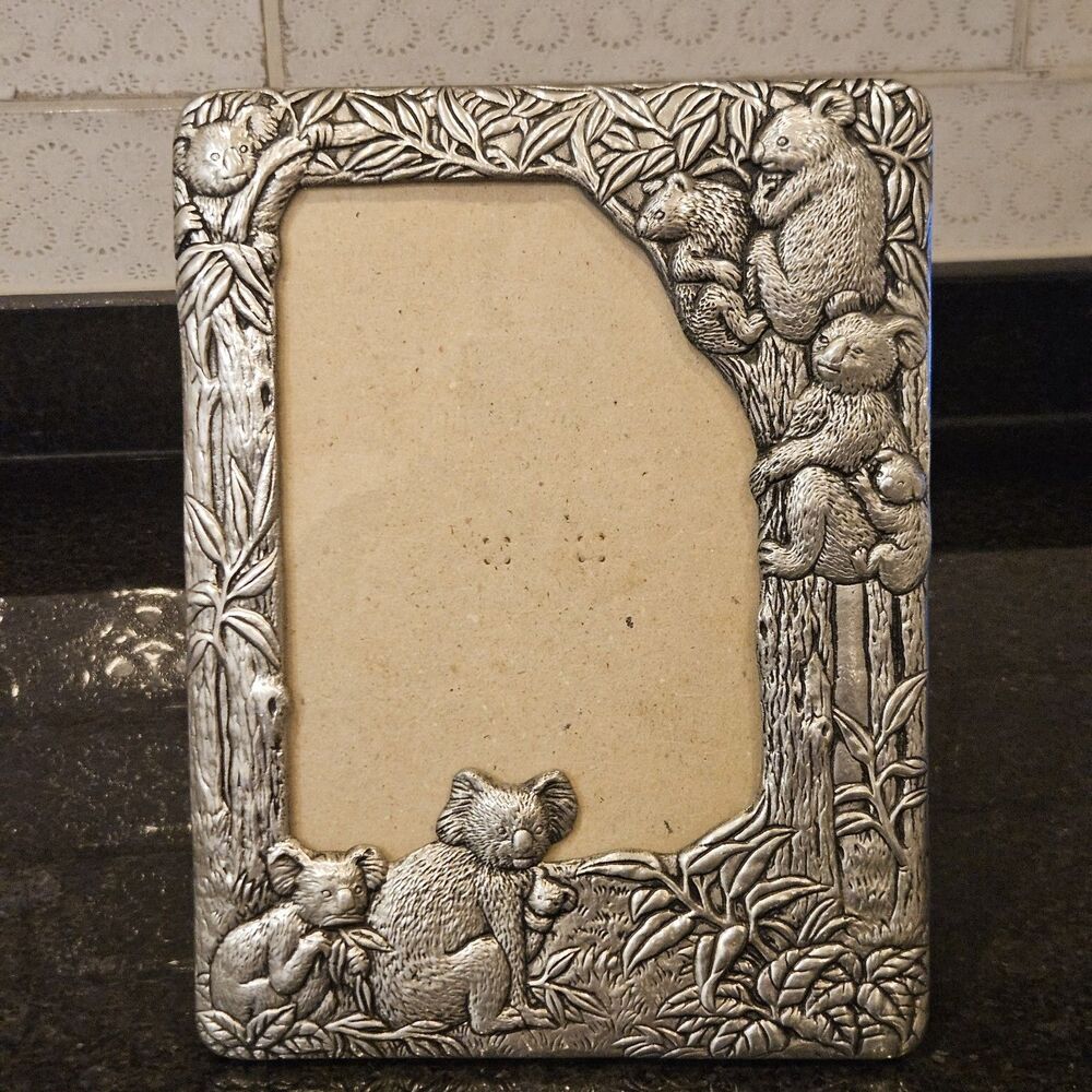Vintage Arthur Court Silver Aluminum Pewter Koala Bears Frame Rare